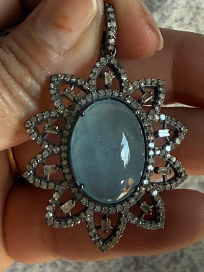 Aquamarine Diamond Pendant