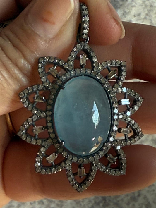 Aquamarine Diamond Pendant