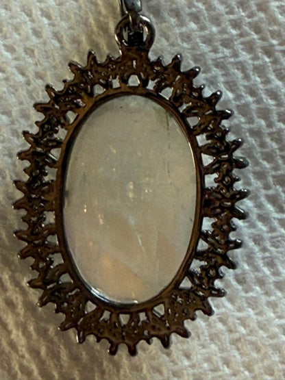 Opal Baguette Diamond Pendant