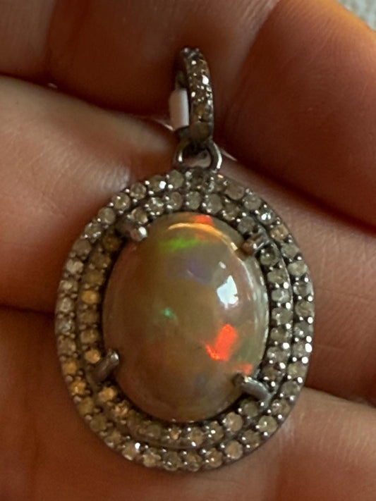 Opal Diamond Pendant