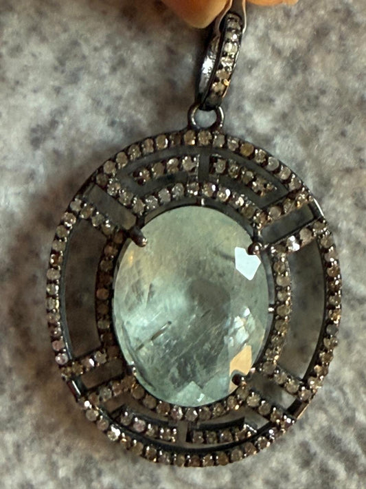Aquamarine Diamond Pendant