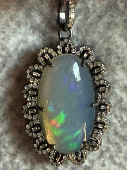 Opal Diamond Pendant