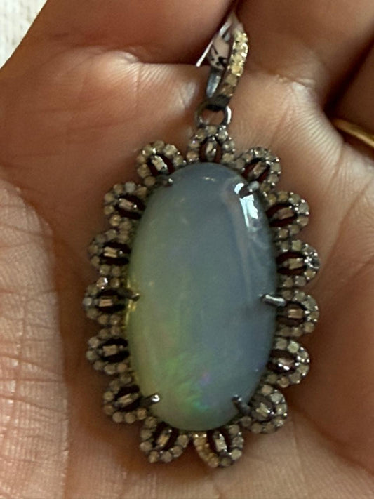 Opal Diamond Pendant