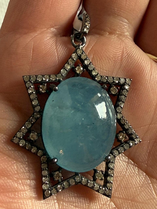 Aquamarine Diamond Pendant