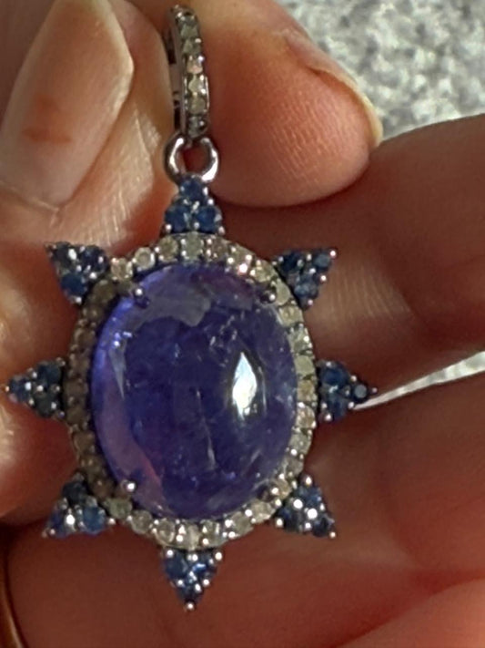 Tanzanite Sapphire Diamond Pendant