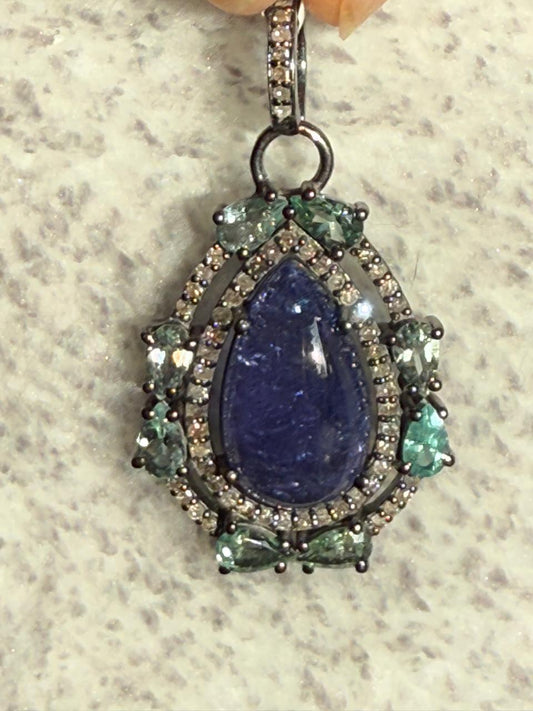 Tanzanite Emerald Diamond Pendant