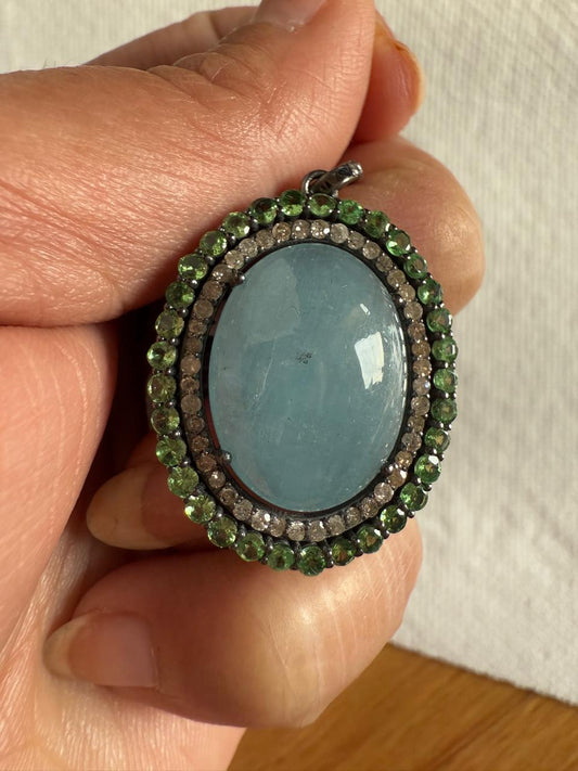 Moss Aqua Diamond Pendant