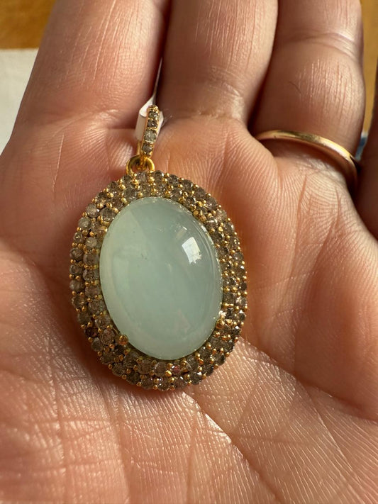 Aquamarine Diamond Pendant