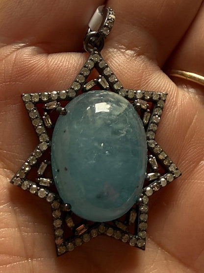 Aquamarine Diamond Pendant