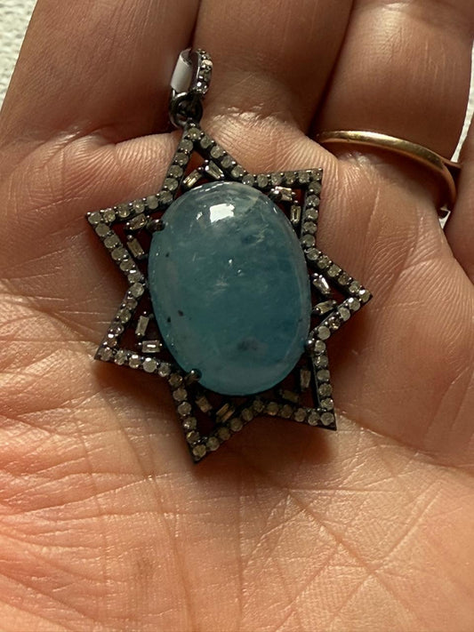 Aquamarine Diamond Pendant