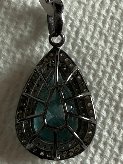 Aquamarine Diamond Pendant