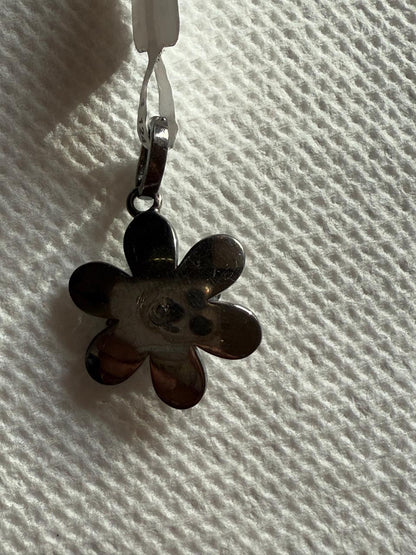 Flower Enamel Ruby Diamond Pendant