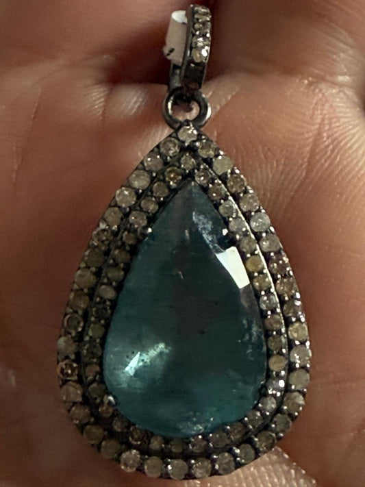 Aquamarine Diamond Pendant