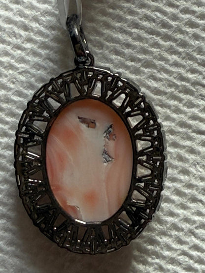 Coral Baguettte Diamond Pendant