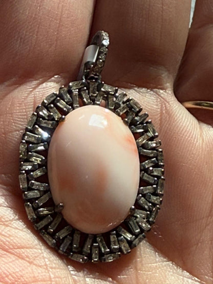 Coral Baguettte Diamond Pendant