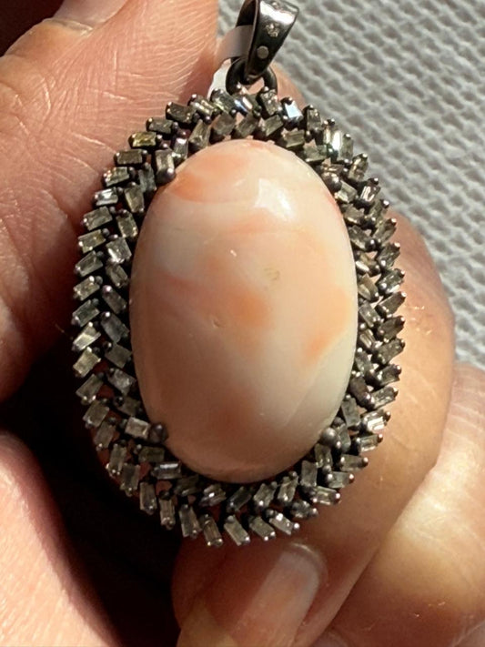 Coral Baguette Diamond Pendant
