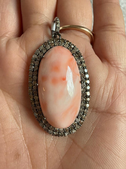Coral Diamond Pendant