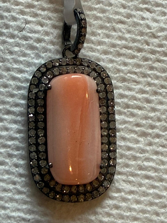 Coral  Diamond Pendant