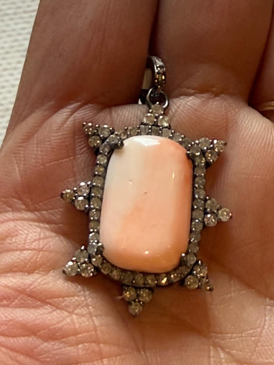 Coral Diamond Pendant