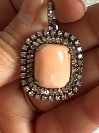 Coral Diamond Pendant