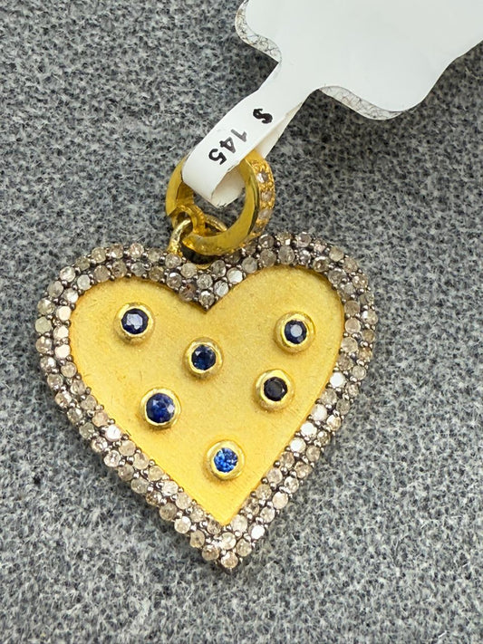 Heart Shape Silver Pave Diamond Pendant