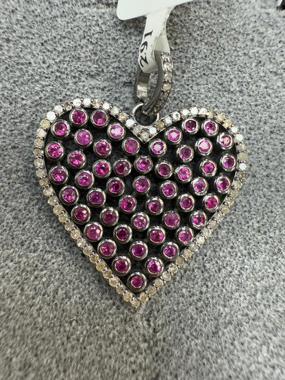 Heart Diamond Pendants. Genuine handmade pave diamond Pendant