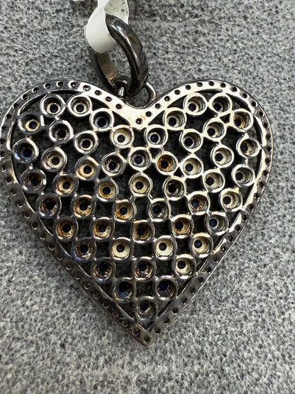 Heart Diamond Pendants. Genuine handmade pave diamond Pendant