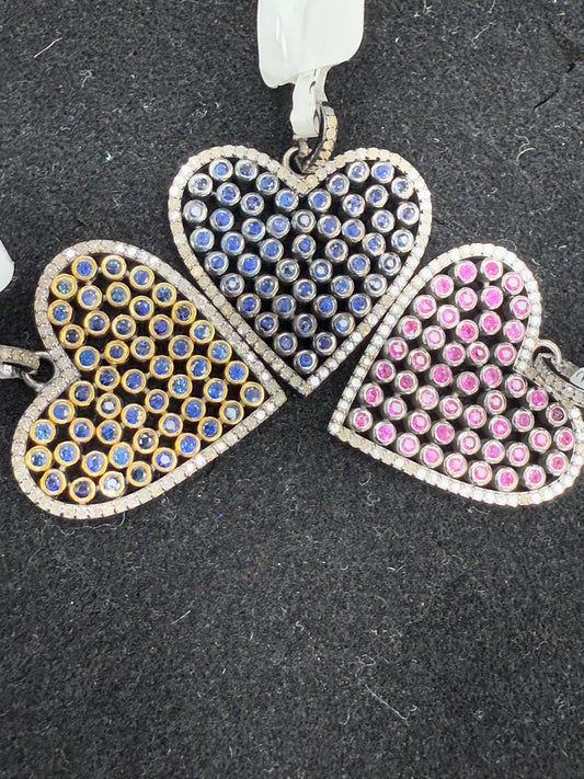 Heart Diamond Pendants. Genuine handmade pave diamond Pendant