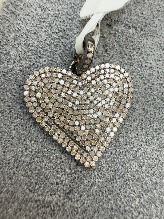 Heart Diamond Pendants. Genuine handmade pave diamond Pendant