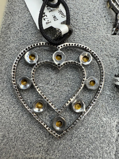 Heart Diamond Slices Pendants. Genuine handmade pave diamond Pendant
