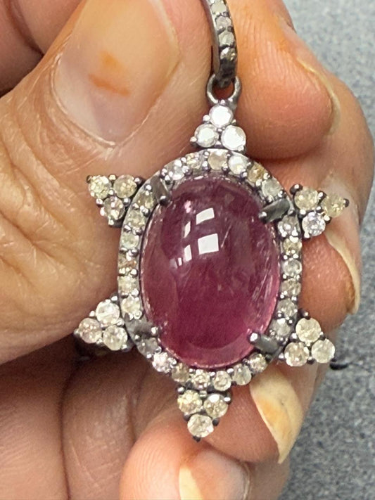 Tourmaline Pave Diamond Pendant