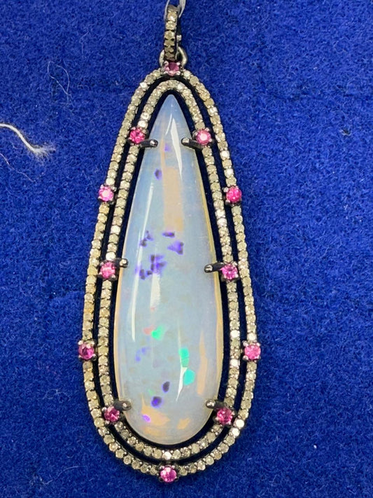 Opal Ruby Diamond Pendant