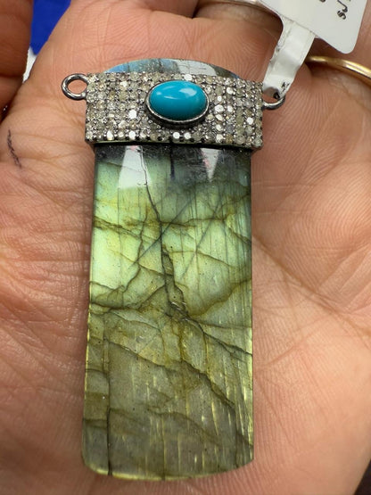 Labrodrite Diamond Pendant