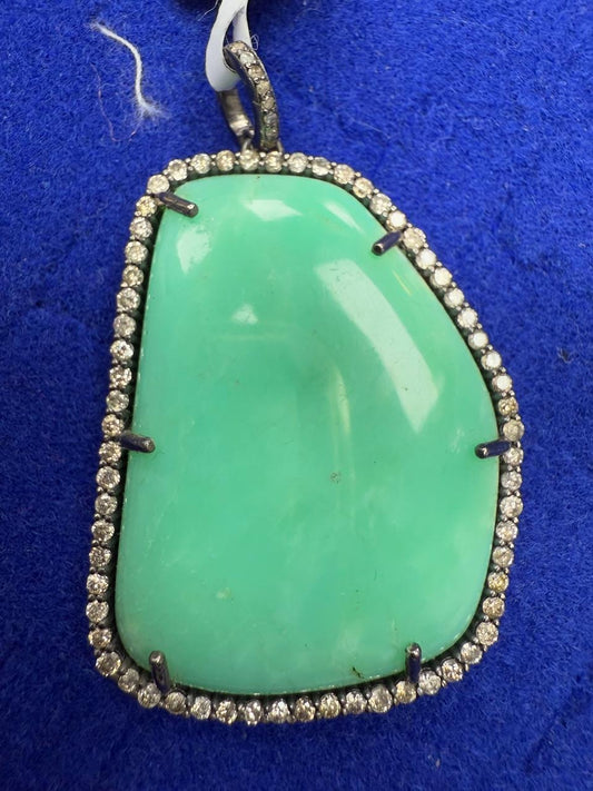 Chrysoprase Diamond Pendant