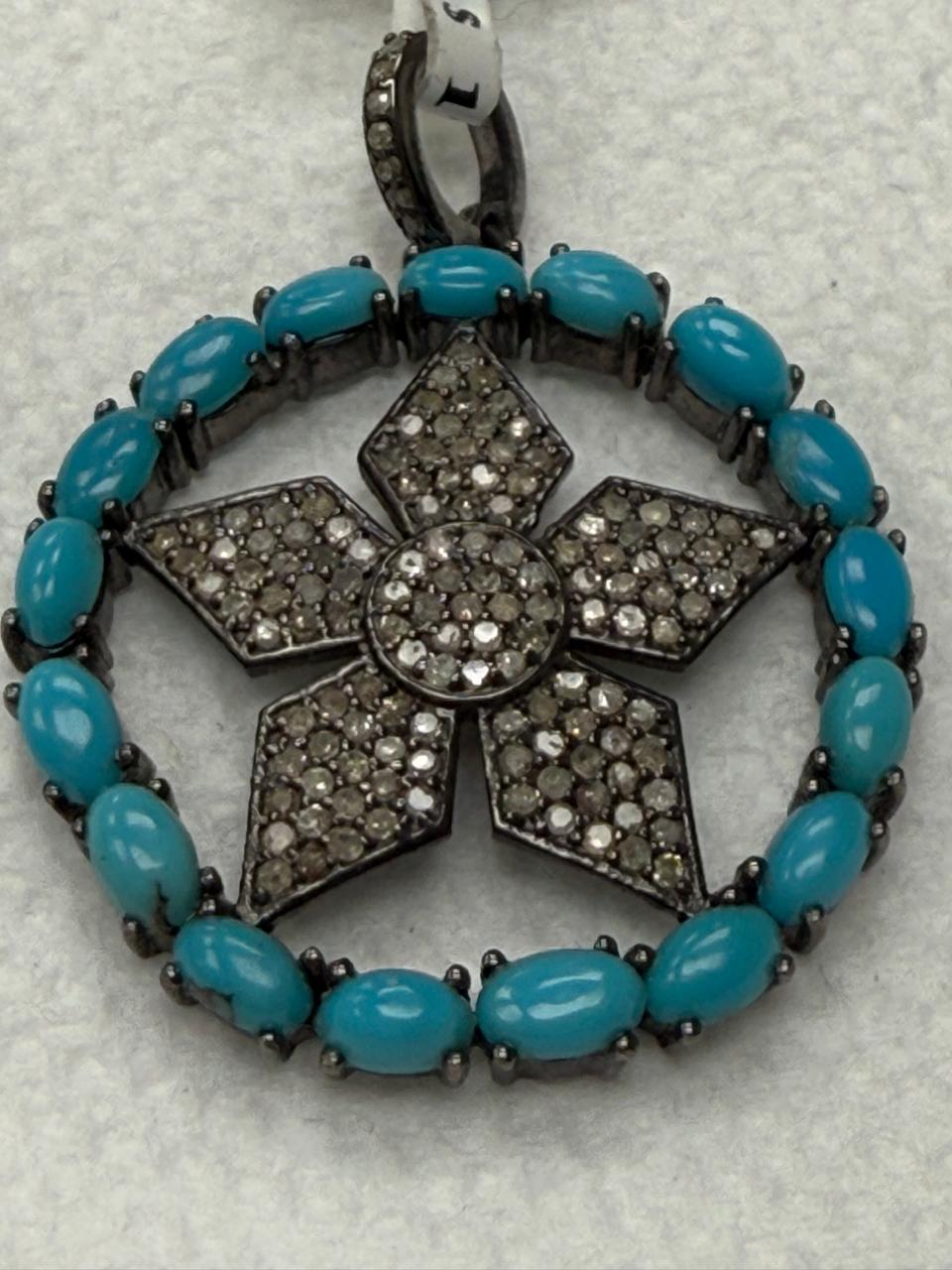 Star Pave Turqouise Diamond Pendant