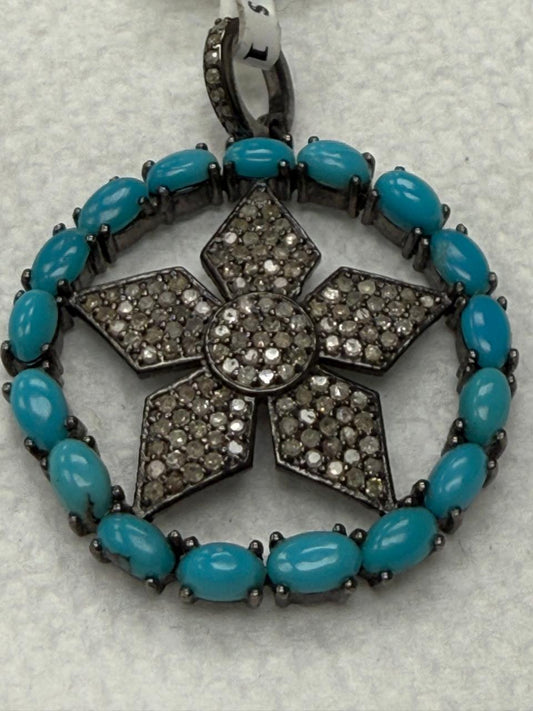 Star Pave Turqouise Diamond Pendant