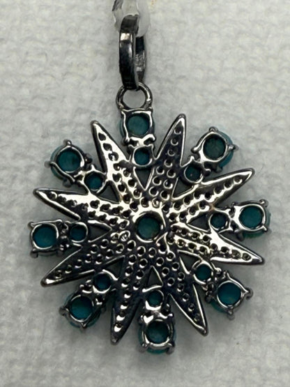 Turqouise Pave Silver Diamond Pendant