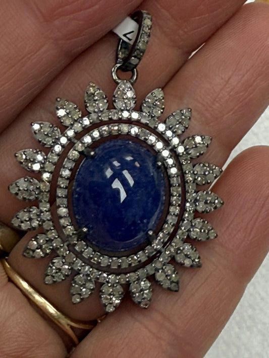Round Tanzanite Diamond Pendant