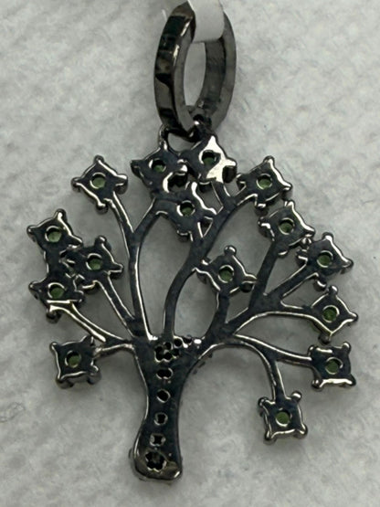 Green Tsavorite Tree Diamond Pendant