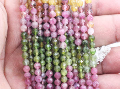 Tourmaline Faceted Round Beads
