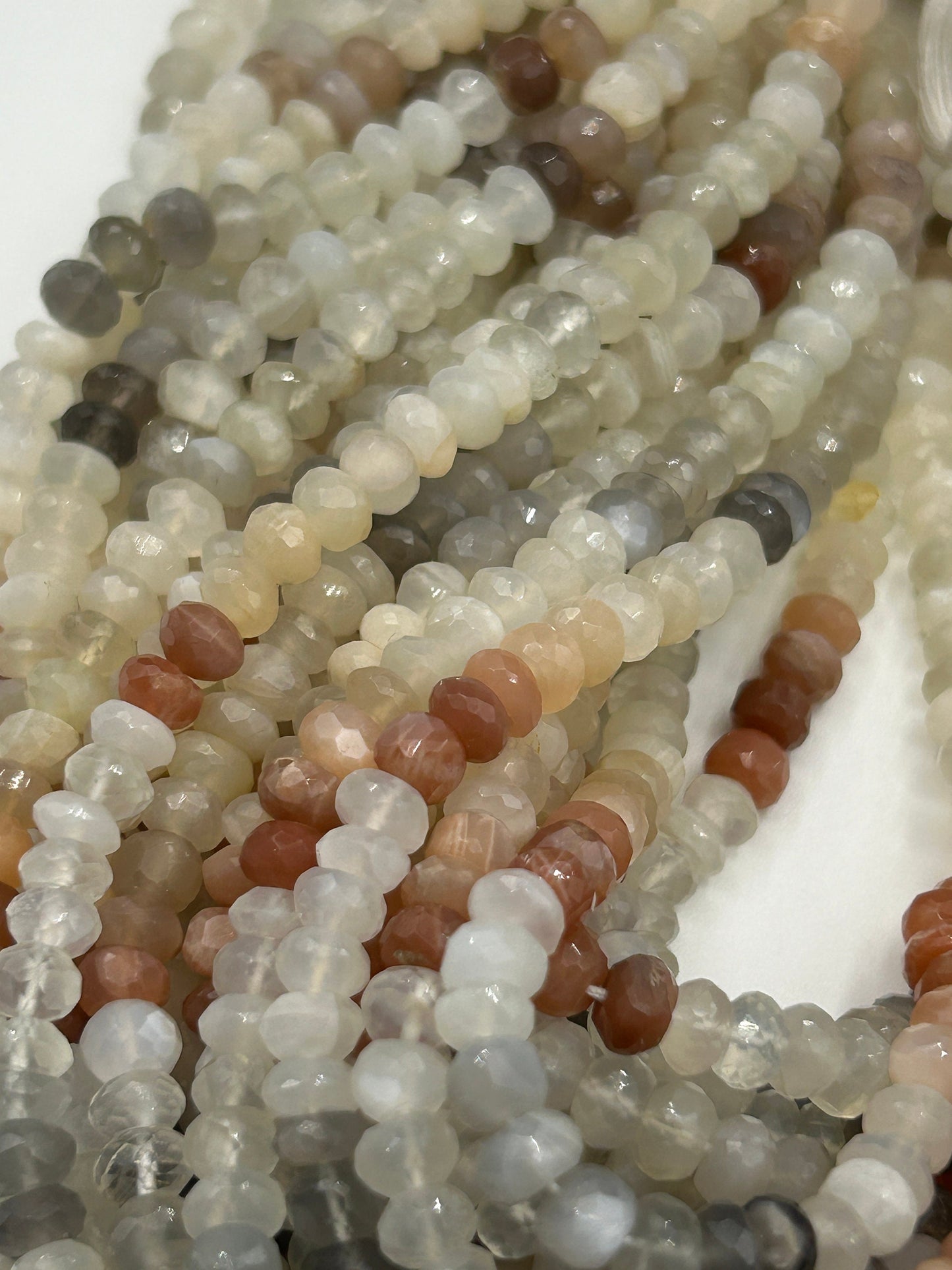 Moonstone, Multi Moonstone Round Beads Facetted 3-4mm
