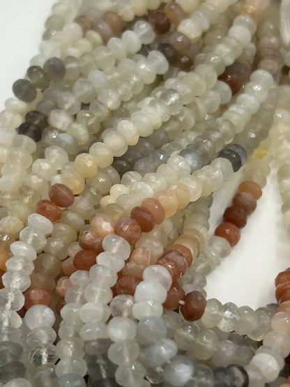 Moonstone, Multi Moonstone Round Beads Facetted 3-4mm
