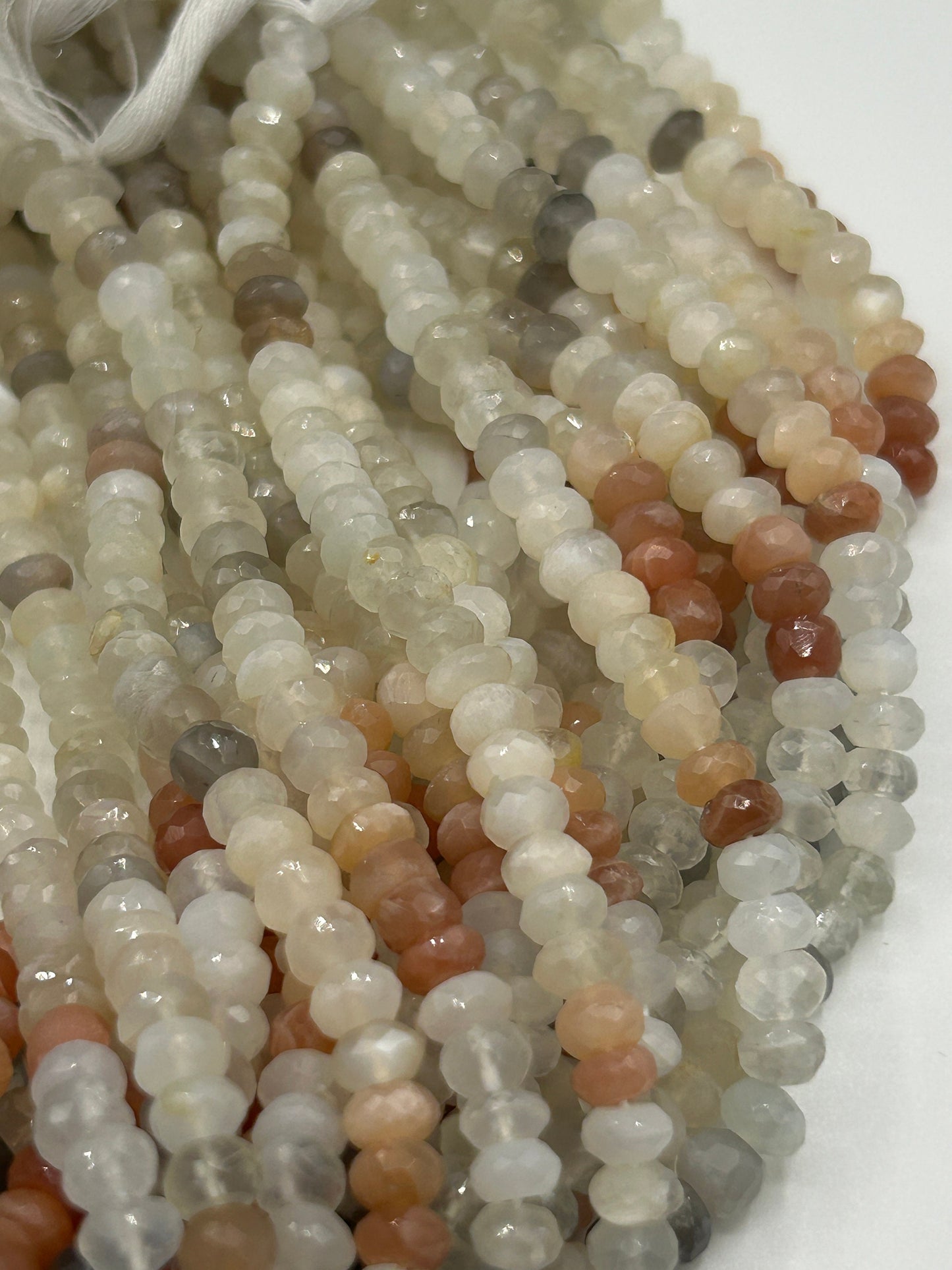 Moonstone, Multi Moonstone Round Beads Facetted 3-4mm