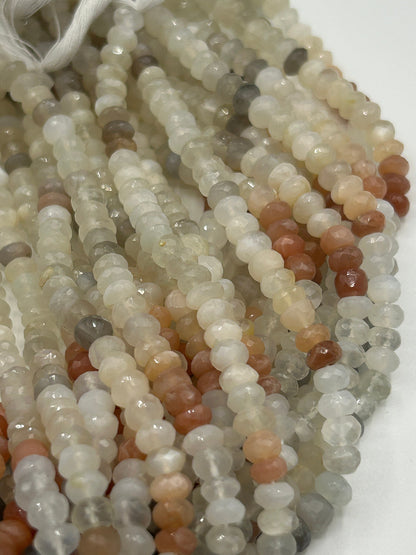 Moonstone, Multi Moonstone Round Beads Facetted 3-4mm