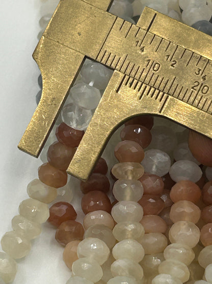 Moonstone, Multi Moonstone Round Beads Facetted 3-4mm