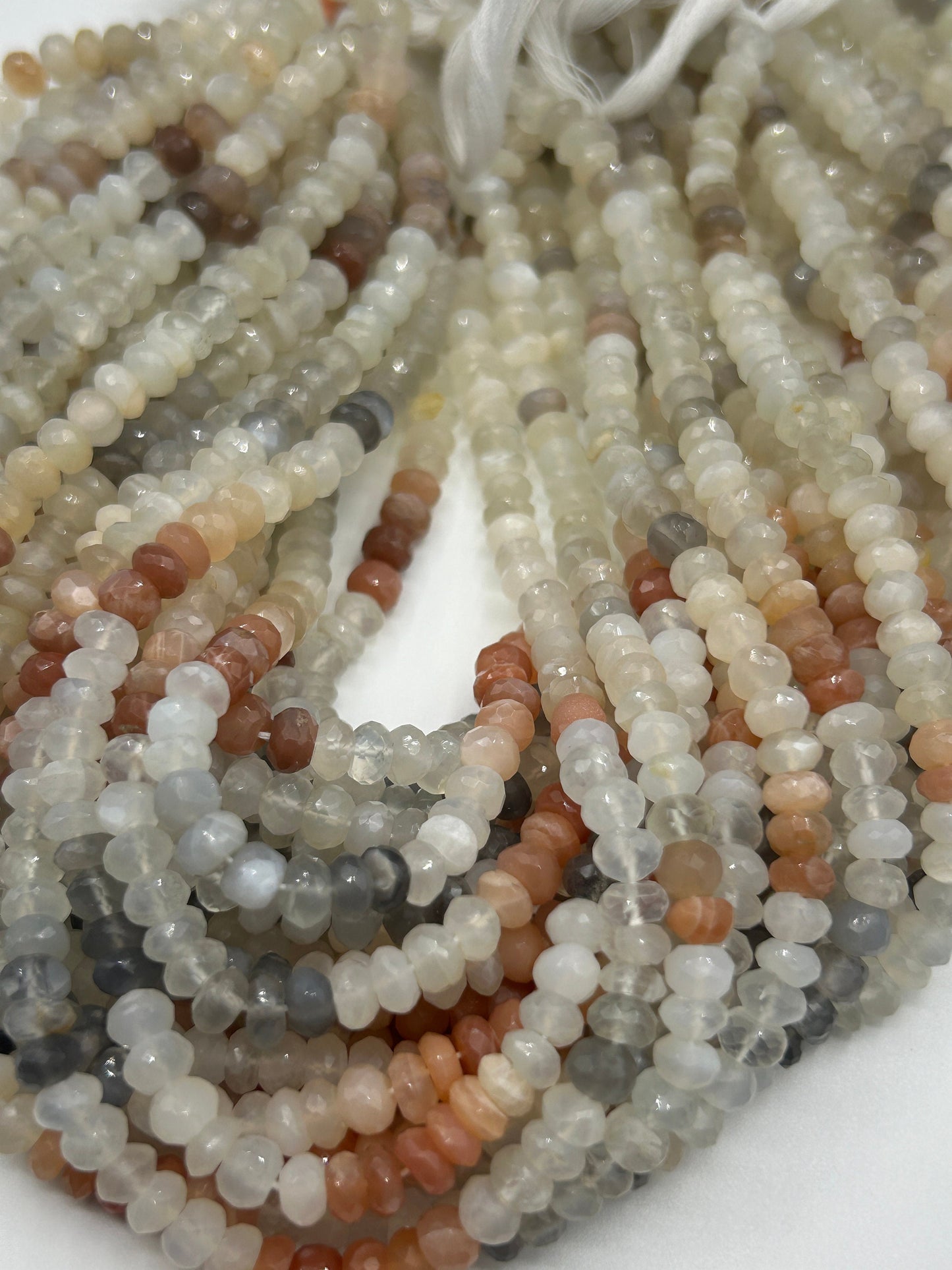 Moonstone, Multi Moonstone Round Beads Facetted 3-4mm