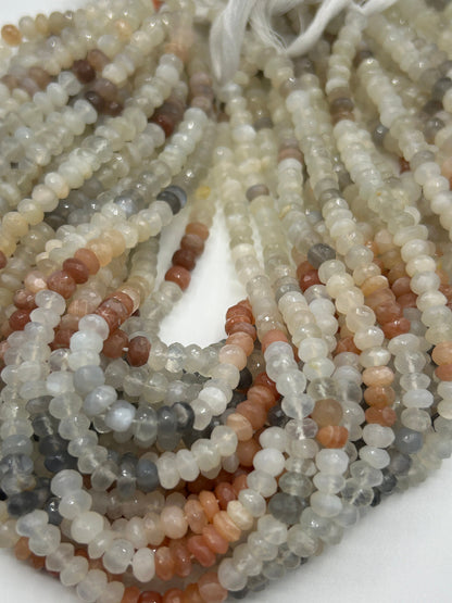 Moonstone, Multi Moonstone Round Beads Facetted 3-4mm