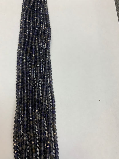 Iolite Natural Faceted Roundelle 3-4mm