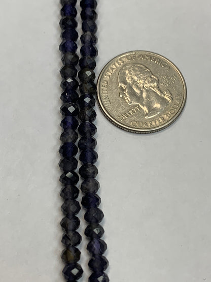 Iolite Natural Faceted Roundelle 3-4mm