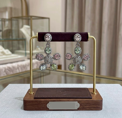 Round Moonstone 925 silver Diamond Earring